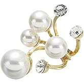 Hebelee CZ Pearl Ring for Women Gold-Toned Promise Stacking Cubic Zirconia Shell Pearl Rings Adjustable Open Band Wrap Finger Ring Trendy Christmas Prom Engagement Wedding Jewelry