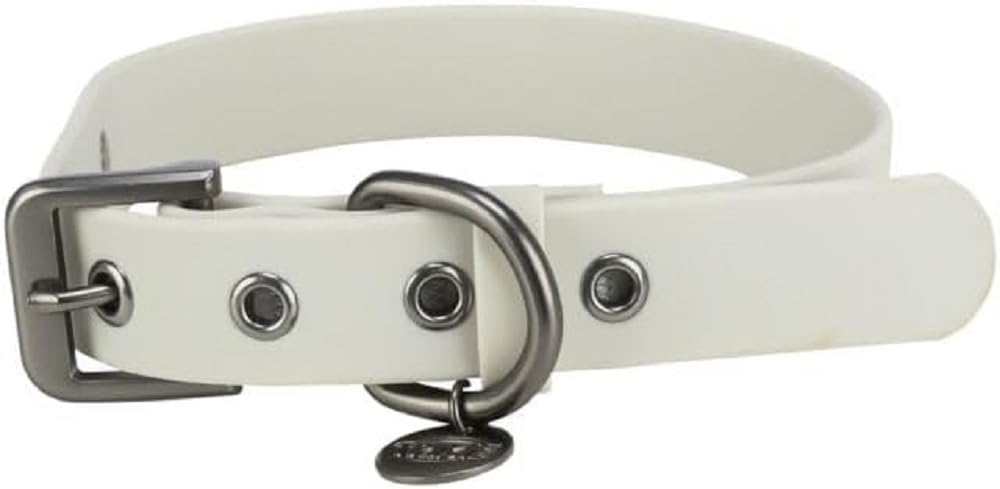 TRIXIE dog collar CityStyle M: neck circumference 13.8–16.5 inches / 0.79 inches light grey PVC collar for medium-sized dogs, adjustable, water-repellent & wipeable, 1971516
