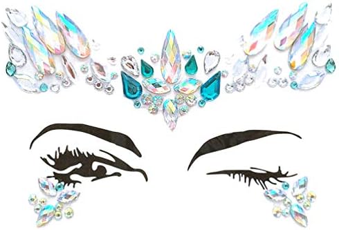 LINNUO Face Jewels Rhinestone Body Stickers Face Hair Glitter Stickers Festival Temporary Tattoo DIY Makeup Crystals for Rave Party