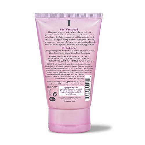 Bliss Jelly Glow Peel, Gentle Non-Abrasive Exfoliator With Fruit Enzymes, Cruelty Free, Made Without Parabens, 4 ounces