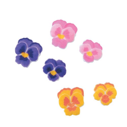 Pansies Sugar Decorations Cookie Cupcake Cake Easter Flowers 12 Count