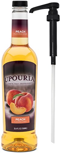 Upouria Peach Flavored Syrup, 100% Vegan and Gluten-Free, 750 ml bottle - Pump Included