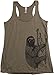 Sloth Top | Artsy Line Art Sloth Illustration Women's Triblend Racerback Tank-(Racerback,S) Vintage Green