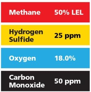 GASCO 58ES-406 Aluminum Cylinder with 50 PPM Carbon Monoxide, 25 PPM Hydrogen Sulfide, 2.5 % Methane (50 % LEL) , 18 % Oxygen, Balance Nitrogen, 58 L Capacity Refillable with a C-10 Connection
