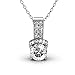 Cate & Chloe Laya Ruler 18k White Gold Pendant Necklace with Swarovski Crystals, Unique Beautiful Silver Halo Necklace for Women, Pave Round Cut, Chain Necklaces Wedding Anniversary