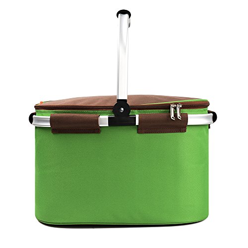 YONOVO 22 L Insulated Picnic Basket Cooler Bag for Famliy Gathering Camping Outdoor Sports(Grass Green)