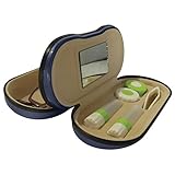 Evelots Dual Sided 2 in 1 Glasses-Contact Lens Case-Mirror-Travel Kit- 3 Colors