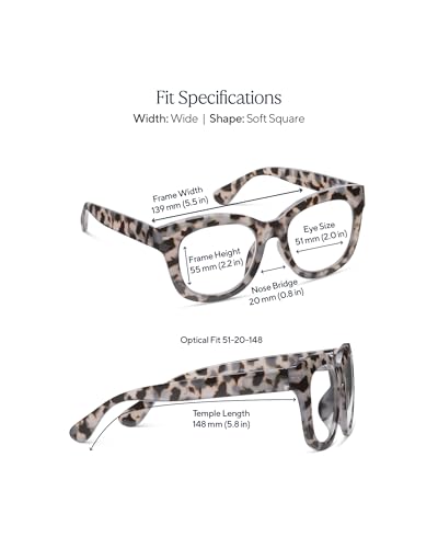 Peepers by PeeperSpecs Oprah\'s Favorite Women\'s Center Stage Oversized Blue Light Blocking Reading Glasses - Gray Tortoise +2.50
