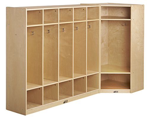 ECR4Kids Birch School Coat Locker for Toddlers and Kids, 5-Section, Natural