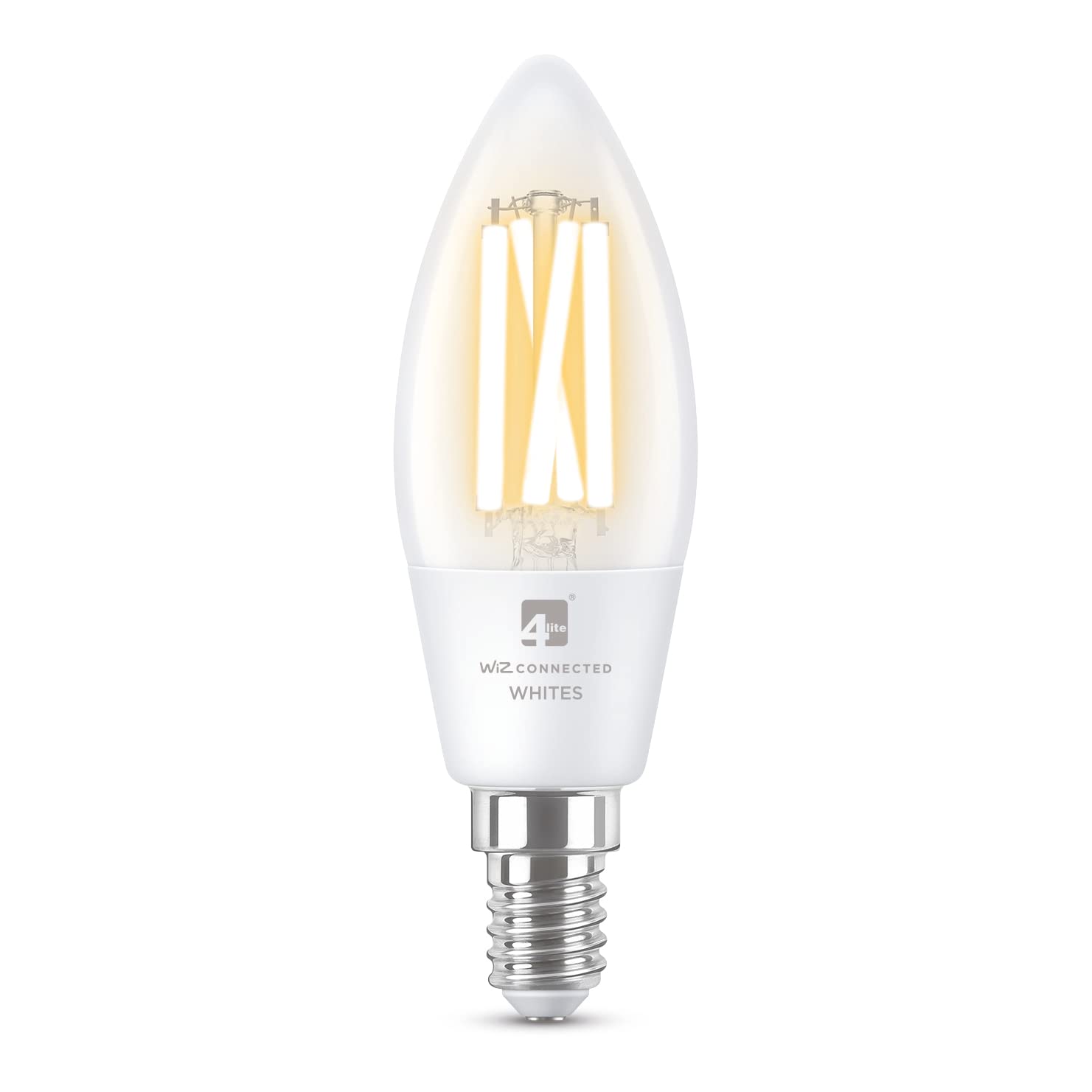 4lite Smart C37 E14 Clear Filament Candle Bulb (5W) Dimmable 470Lm 2700-6500K Tuneable White, Wi-Fi/Bluetooth Controlled with Screw Fitting - 4l1/8007 — image 1