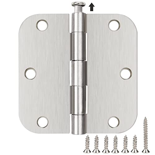 60 Pack Satin Nickel Door Hinges 3.5 x 3.5 Inch Interior 3 1/2 Inch Door Hinges for Doors Rounded 5/8" Radius Corners Flat Iron Hinge 3 ½"x 3 ½" Door Hardware Controls