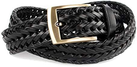 ECHAIN Men Braided Woven Genuine Leather Belt