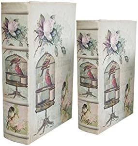 NarwalDate 2pcs Creative Wooden Collection box Storage Box Cage Bird Pattern design Home decoration collection Shape book type For Holiday best gift