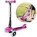 Banne Scooter Height Adjustable Lean to Steer Flashing PU Wheels 3 Wheel Kick Scooters for Kids Boys Girls