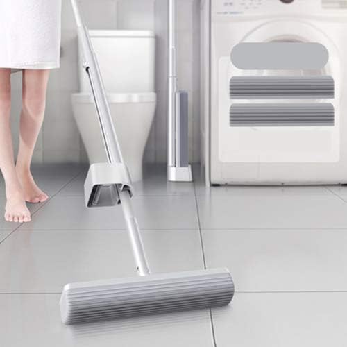 TxDike Lan Sponge Mop,Sponge Self-Cleaning Lazy Mop,Dry And Wet Two-Way Mop,Telescopic Mop,With 3 Mop Heads,Goldnobucket