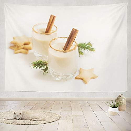 Soopat Tapestry Polyester Fabric with and Christmas Winter Holidays Gingerbread Cookies Wall Hanging Tapestry Decorations for Bedroom Living Room Dorm 60X50 inch