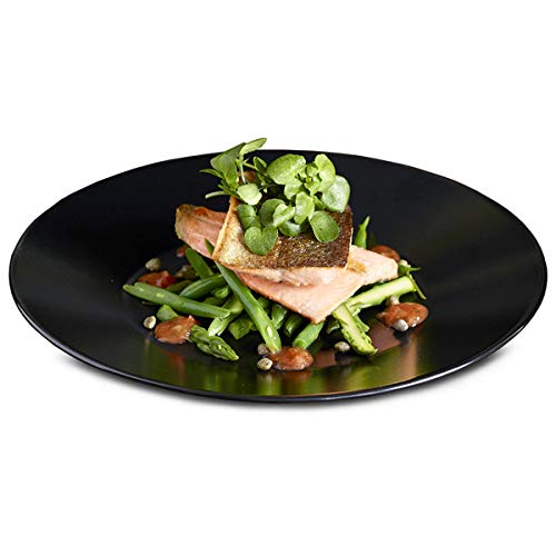 Viejo Valle Midnight Wide Rim Plate Black 25cm - Pack of 6 - Stoneware Plate