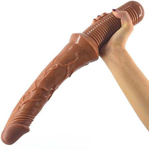 16.53 inch Extra Long Double Ended Massager with A Handle Dual Headed Massage Wand Lifelike Toys for Female(Brown)