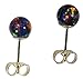 14k Gold Black Created Opal Round Stud Earrings 6mm