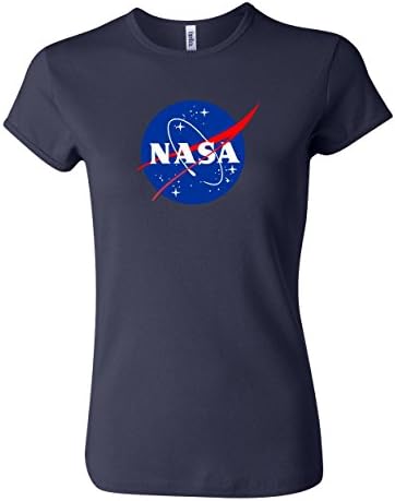 econoShirts NASA Meatball Logo Ladies Shirt Space Shuttle Rocket Science Geek Women Rib Tee (X-Large, Navy)