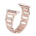 Secbolt Bling Bands Compatible with Apple Watch Band 42mm 44mm iWatch Series 6 5 4 3 2 1 SE Women Dressy Jewelry D-link Stainless Steel Wristband Strap, Gold