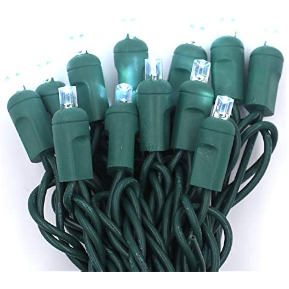 50 Count Mini LED Christmas Lights 5MM Conical Wide Angle String For