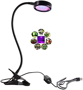 Snkey 10W LED Grow Light, 3 Dimmable Light Color(Red&amp;Blue&amp;Red Blue ), Adjustable 2 Level Dimmable, LED Clip Desk Lamp Clamp, Flexible Neck 360 Degree For Hydroponic Garden Greenhouse