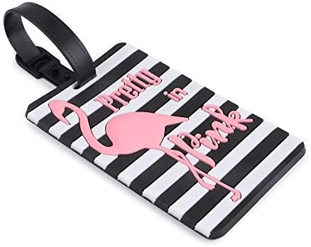 London Luggage Tag Set/Travel Tags Messages - Pack of 2 (Flamingo)