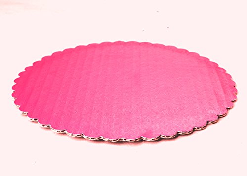 W PACKAGING WPCC10P 10" Pink/Kraft Scalloped Edge Cake Circle, C-Flute Corrugated with Coated Embossed Foil Paper (Pack of 100)