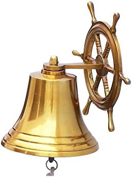 HND Brass Hanging Ship Wheel Bell 8 "