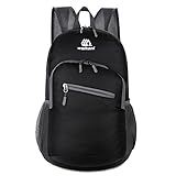 Lightweight Packable Backpack Water Resistant Travel Hiking Daypack for Men & Women (Black)
