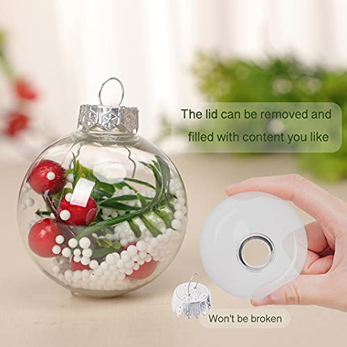 Wenosda Clear Plastic Acrylic Fillable Ball Ornament Set Holiday