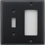 Classic Accents Stamped Steel Oil Rubbed Bronze Two Gang Wall Plate - One Toggle Light Switch Opening One GFI/Rocker Opening