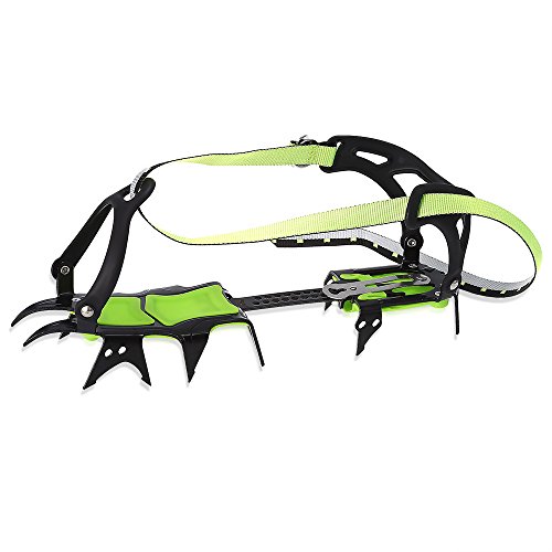 RUNACC Outdoor Crampons Climbing Traction Cleats Manganese Steel Ice Grippers for Sneakers, Sports Shoes and Climbing Boots, 14 Teeth