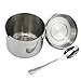 Newness Stainless Steel Sugar Bowl with Lid and Sugar Spoon for Home, Cylinder Shape, 8.44 Ounces(250 Milliliter)