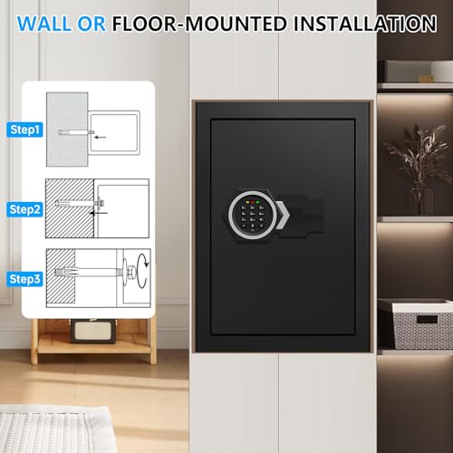 3.4 Cuft Large Home Safes Water and Fireproof, Digital Security Safe Fireproof Waterproof with Combination Lock and Smart Alarm System, Anti-Theft Fire Proof Safe Box for Home Document Valuables