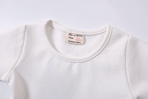 Infant Toddler Baby Girls Dress Pink Ruffle Long Sleeves Cotton (18-24m(92), White)