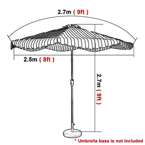 MissZZ 2,7 m Sonnenschirm Patio Streifenschirm im Freien, für Garten, Deck, Garten und Pool, Sonnenschutz UV50 +, 5… – Bild 6