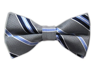 THE TIE BAR 100% WOVEN SILK SILVER STRIPED SELF-TIE BOW TIE