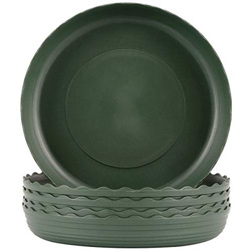 Plant Saucer 8 inch Drip Trays Green Plastic Tray Saucers Indoor Outdoor Flower Pot Round (8 in x 5 Pack)