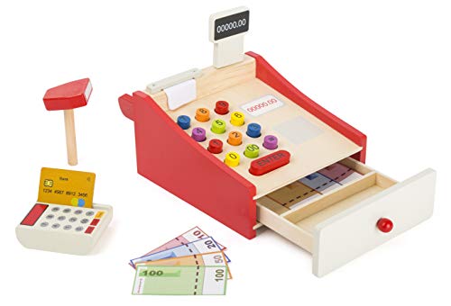 Small Foot 11082 Spielkasse mit Zubehör aus Holz für Kinder ab 3 Jahren, mit Kartenlesegerät und Scanner, Spielgeld, EC… – Bild 3