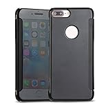iMusi Cases for iPhone 7 Plus, Smart Clear View Window Plating PC Mirror Flip Phone Cover for iPhone 7 Plus - Black