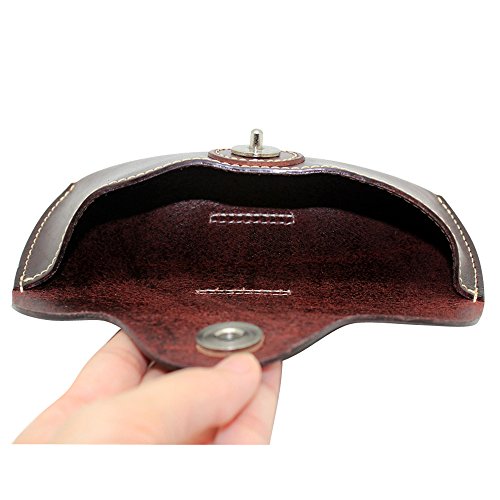 Boshiho Retro Cowhide Leather Reading Glasses Eyeglass Case Sunglasses Holder (Dark Brown)