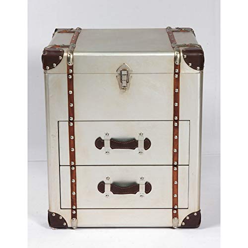 Duchess Accent Trunk in Sterling Silver with Aluminum Finish And Steamer Style Hardware, by Artum Hill