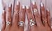 WellieSTR 38 Pieces Turkish Arrow Moon Turquoise Joint Knuckle Nail Midi Ring Set Boho Ring Set