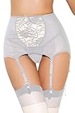 Women's Sexy High-waisted Lace Hollow-out Garter Belt Plus Size Red White and Black
