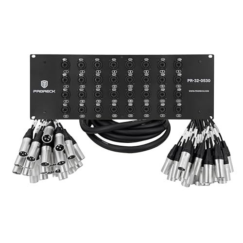 PRORECK Rack-Mount TRS XLR Combo Splitter Snake Kabel, geeignet für Live, Aufnahmen, Bühne, Studio (152 x 91 cm - 32 Kanäle) PR-32-0530