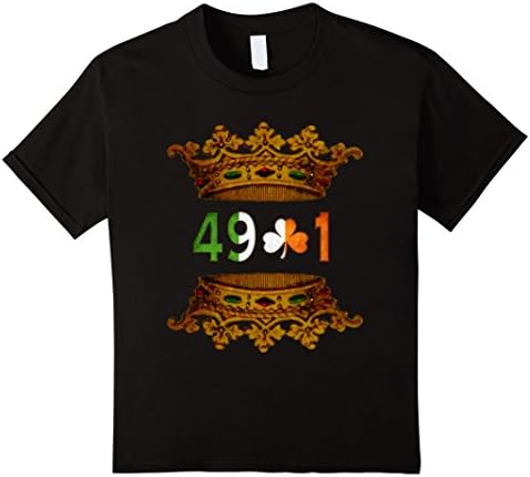 Kids 49-1 49 and 1 Shamrock Clover Crown T-Shirt(5 Color Options) 10 Black
