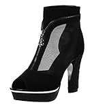 Guciheaven Womens 2015 New Platform PU Fashion Peep Toe Mesh Zipper Exquisite Ankle Heeled Sandals(8 B(M)US, Black)
