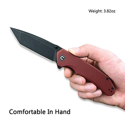 CIVIVI Brazen Folding Pocket Knife,3.5Inch Tanto D2 Plain Blade,G10